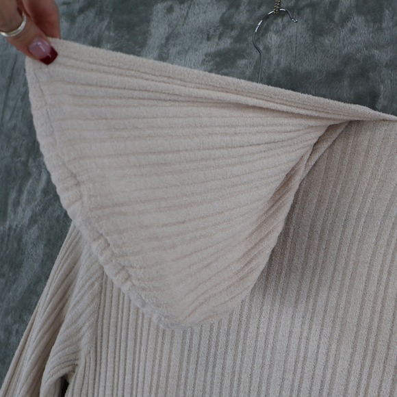 Barefoot Dreams CozyChic Ultra Lite Hooded Cardigan Womens S Cream Soft Lounge - Picture 12 of 16